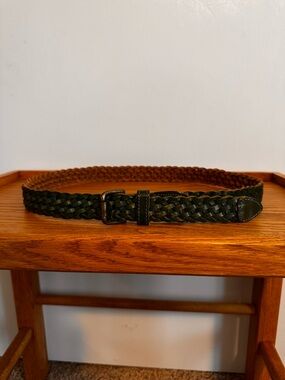 Men's Braided Leather Belt - Dark Green